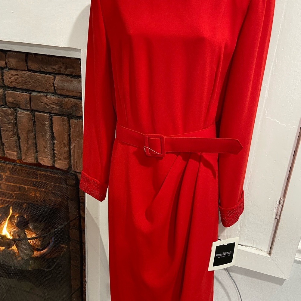 NWT Vintage Red Belted Dress, sz 12, Debra Michael’s Collection